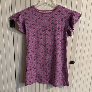 Tea Collection Lavender Floral Ruffle Sleeve Dress